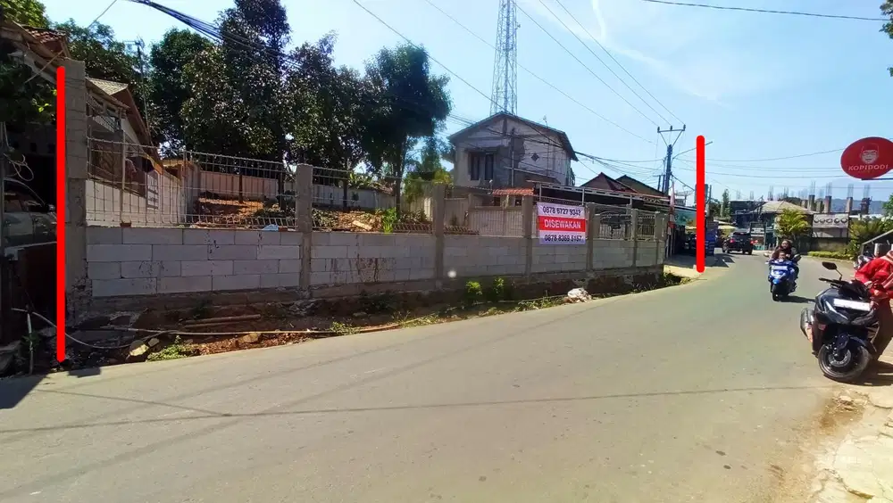 Disewakan Tanah Lapang Pinggir Jalan Raya Cijayanti Sentul Luas 710m