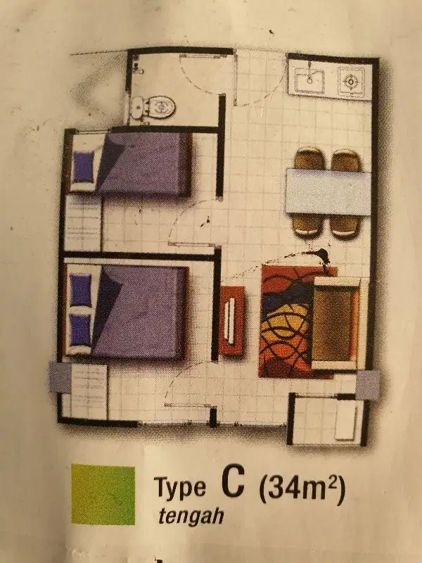 disewakan 2 kamar apartemen menara latumeten jakarta