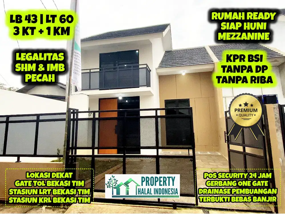 Jual Rumah Siap Huni Mezzanine 2+1 Kmr Tdr Dekat Gate Tol Bekasi Timur