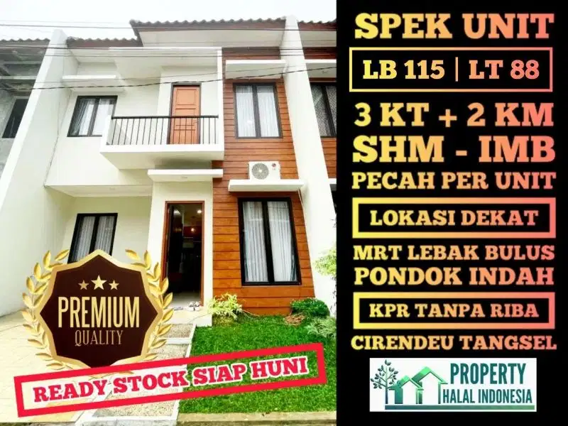 Jual Rumah Cantik Siap Huni Cirendeu Tangsel Dekat Jaksel SHMIMB Pecah