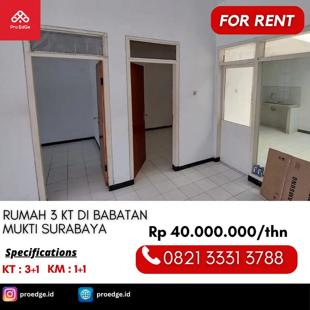 Disewakan Rumah Siap Huni 40 JUTA di Babatan Mukti Wiyung Surabaya