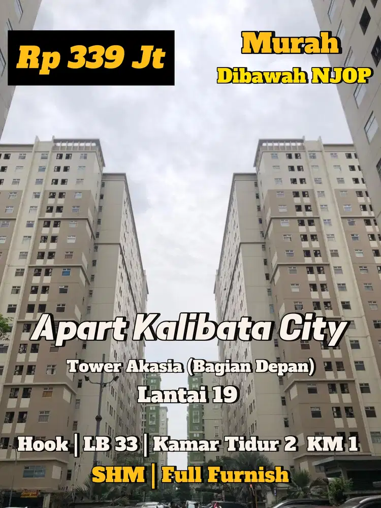 Dijual Murah Apartment KalibataCity tower Akasia lantai 19 Hook full f