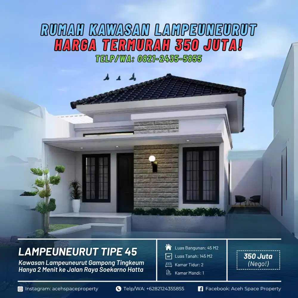 Dijual Rumah Murah di Kawasan Lampeuneurut Dekat Batoh - Harga Promo!