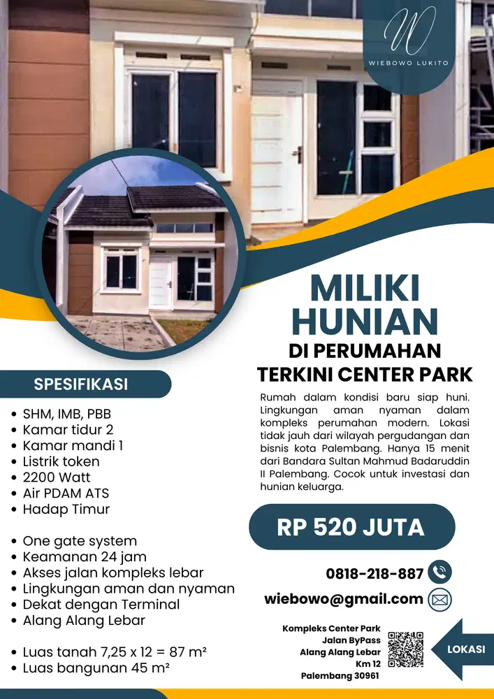 Dijual Rumah Center Park Palembang