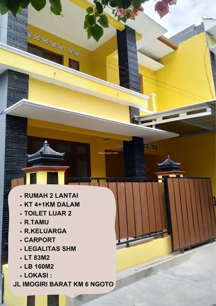 JUAL CEPAT BU RUMAH JOGJA 2 LANTAI BARU DI Jl. IMOGIRI BARAT ; SIAP KPR