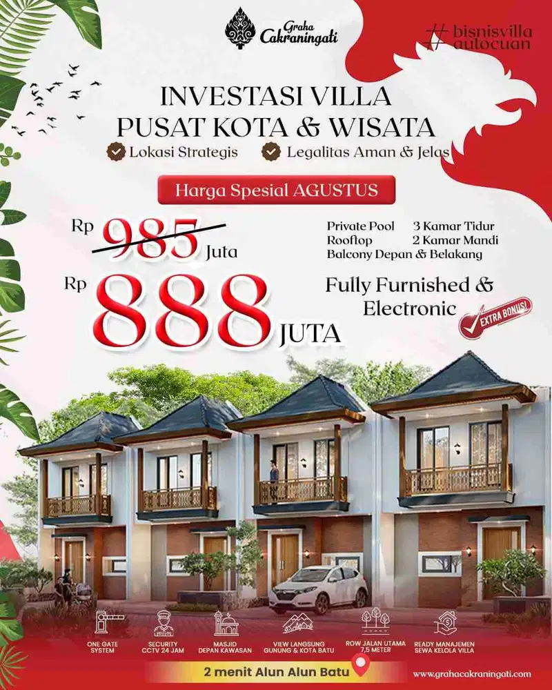 villa mewah kota batu dijual