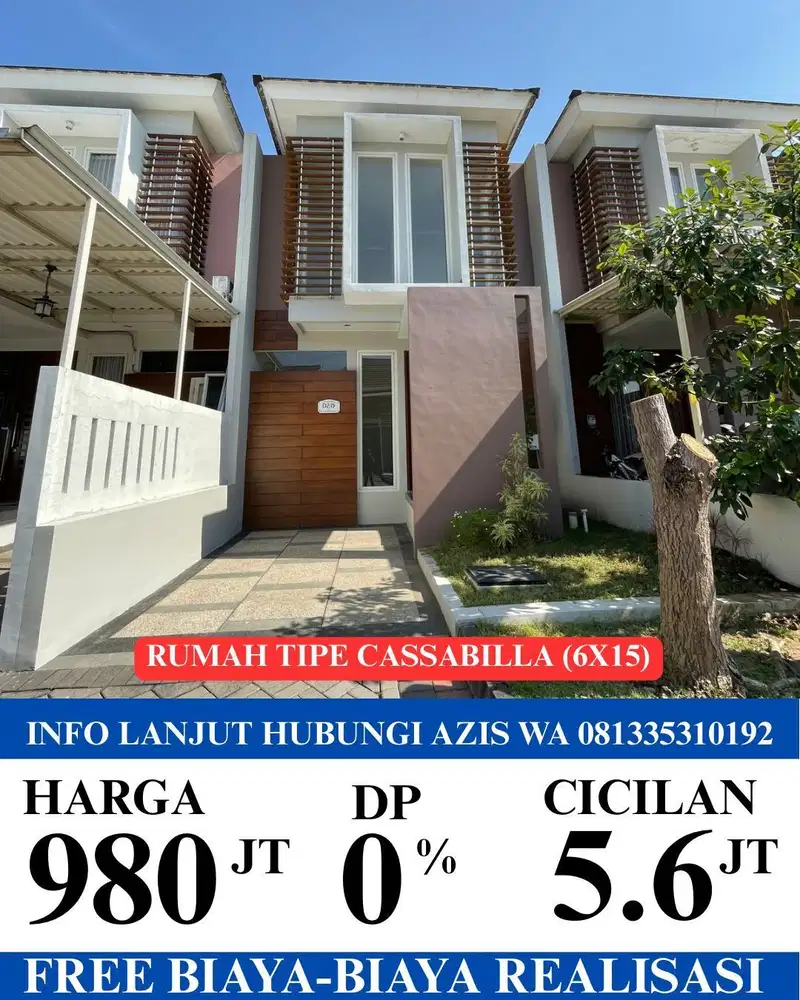 Jual rumah baru siap huni tipe casabilla lokasi safira garden sidoarjo
