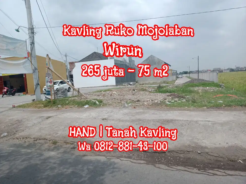 TANAH KAVLING PREMIUM BUAT HUNIAN ATW USAHA RUKO DI MOJOLABAN SOLO