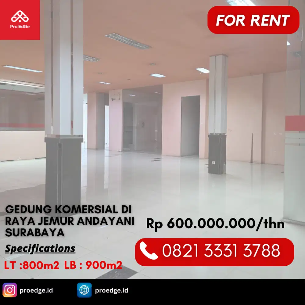 Disewakan Gedung 2 Lantai Lokasi di Jalan Raya Jemur Andayani Surabaya