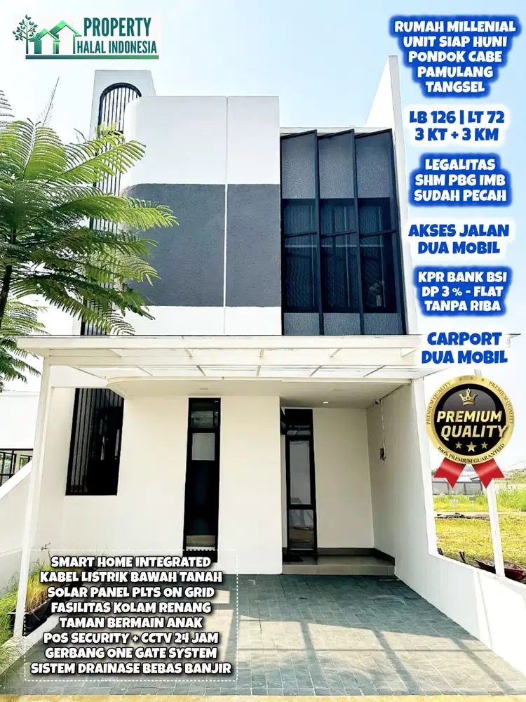 Jual Rumah Modern Siap Huni Pondok Cabe Tangsel KPR BSI DP 3 % No Riba