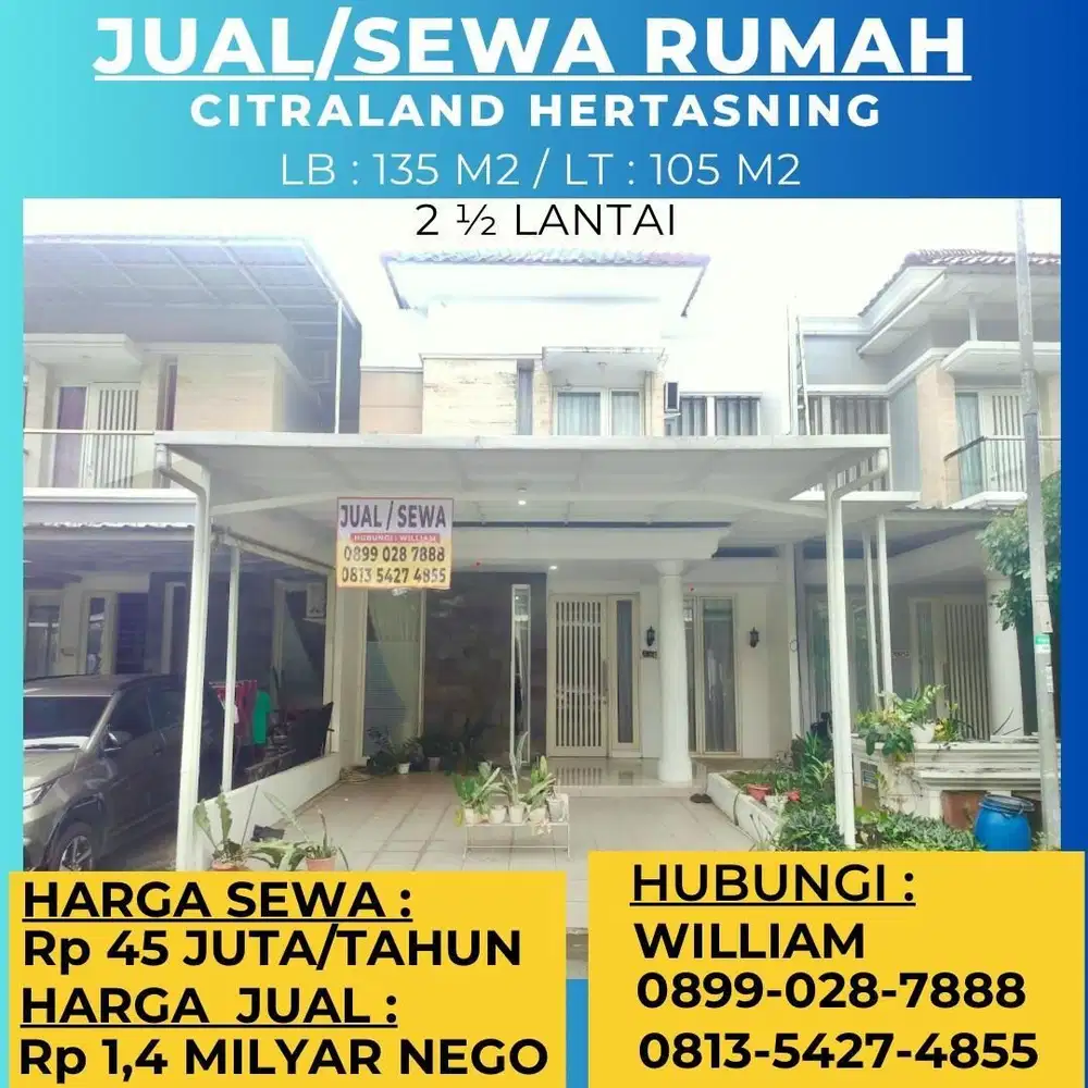 JUAL/SEWA RUMAH CITRALAND HERTASNING GOWA