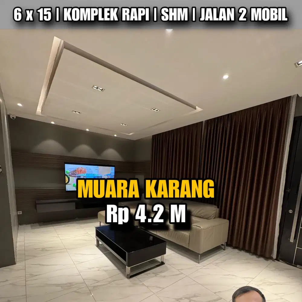 V002 JUAL RUMAH PLUIT 6x15 DALAM KOMPLEK DEKAT GOLF ISLAND PIK