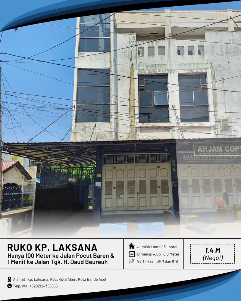Dijual Ruko/Toko di Kp. Laksana - Ada Sisa Tanah Samping Sangat Luas!