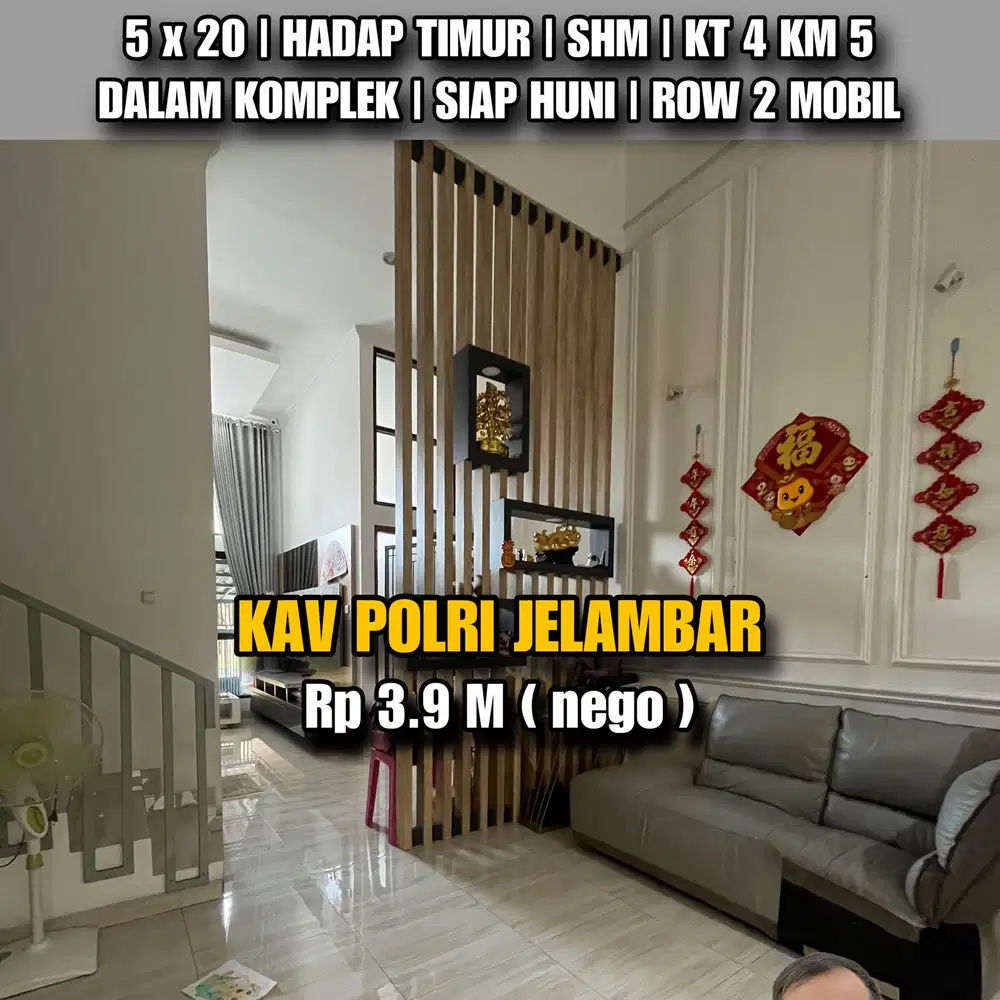 V005 DIJUAL RUMAH BAGUS 5x20 KAV POLRI JELAMBAR DEKAT TANJUNG DUREN