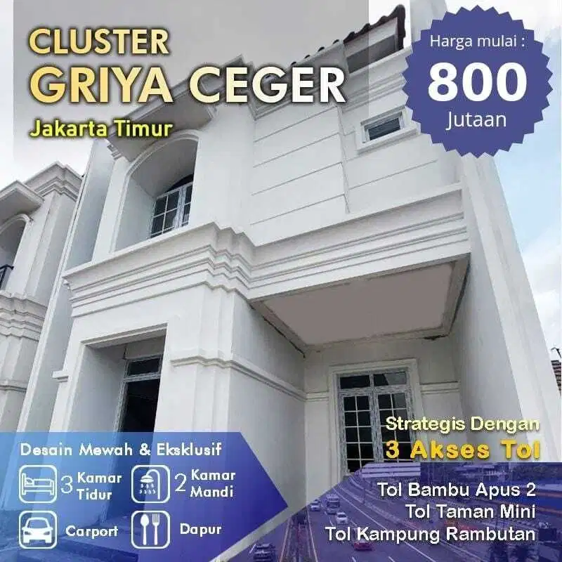 Townhouse exlusif lokasi dekat tol bambu apus