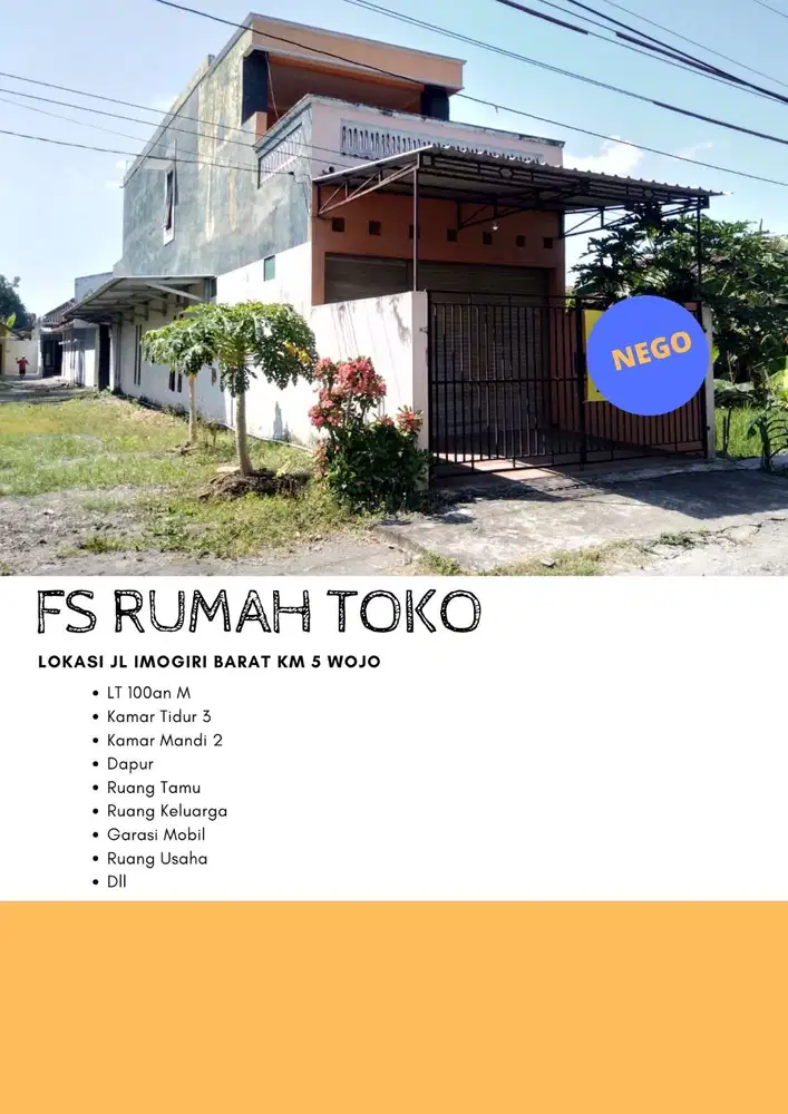 Rumah dan Toko Dijual Jogja, Jl.Imogiri Barat km.5