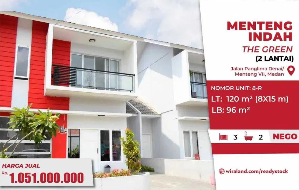 Rumah Dijual di Medan, Luas &2 Lantai di Komplek The Green Menteng