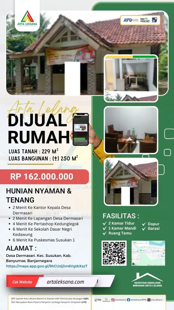 dijual rumah murah di desa dermasari banyumas