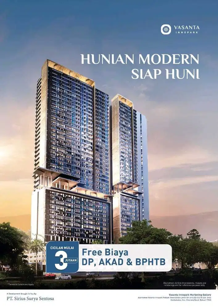 Dijual Apartment Ready Vasanta  bisa KPR dan langsung AJB