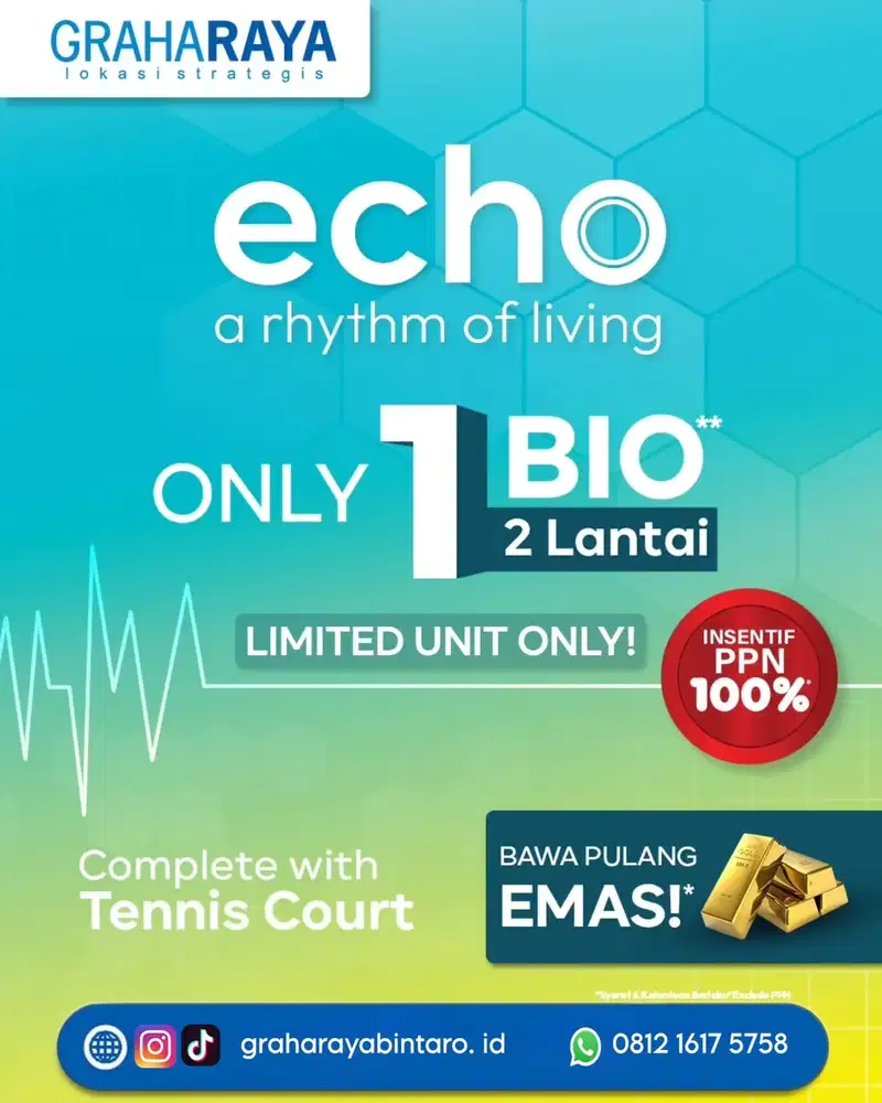 Tipe ECHO At Fortune Groove Graha Raya DP 0% Rumah 2 Lantai