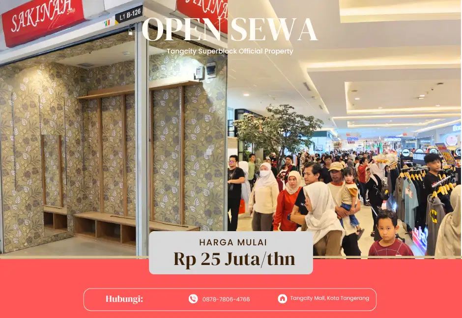Sewa Unit Lantai 1 B126 Siap Pakai di Tangcity Mall, High Traffic!