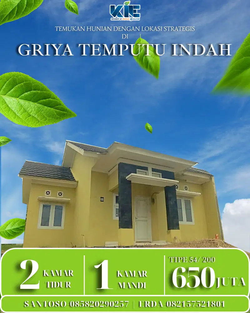 Rumah Dijual Tipe 54 Perumahan Griya Temputu Indah Bontang
