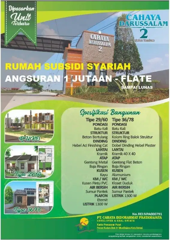 RUMAH SUBSIDI SYARIAH TAMBUN SELATAN BEKASI