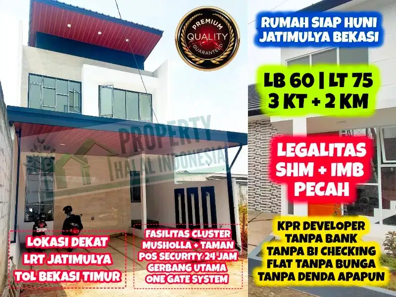 Jual Rumah Siap Huni Dekat LRT Jatimulya Bekasi Timur KPR Non Bank