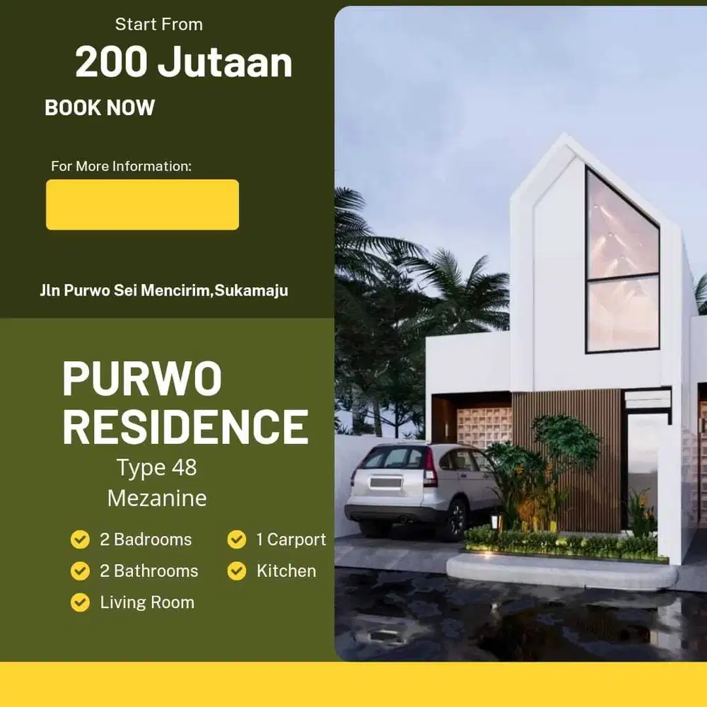 Dijual Rumah di perumahan Purwo Residence seimencirim deliserdang