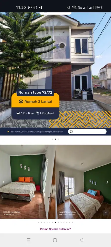 Rumah Murah 2 Lantai Dekat Stasiun Cilebut Bogor