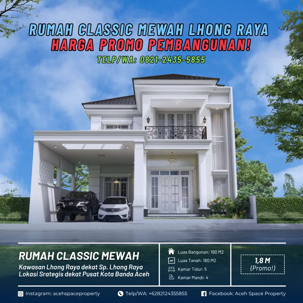 Dijual Rumah Classic Mewah di Lhong Raya Kota Banda Aceh - Harga Promo