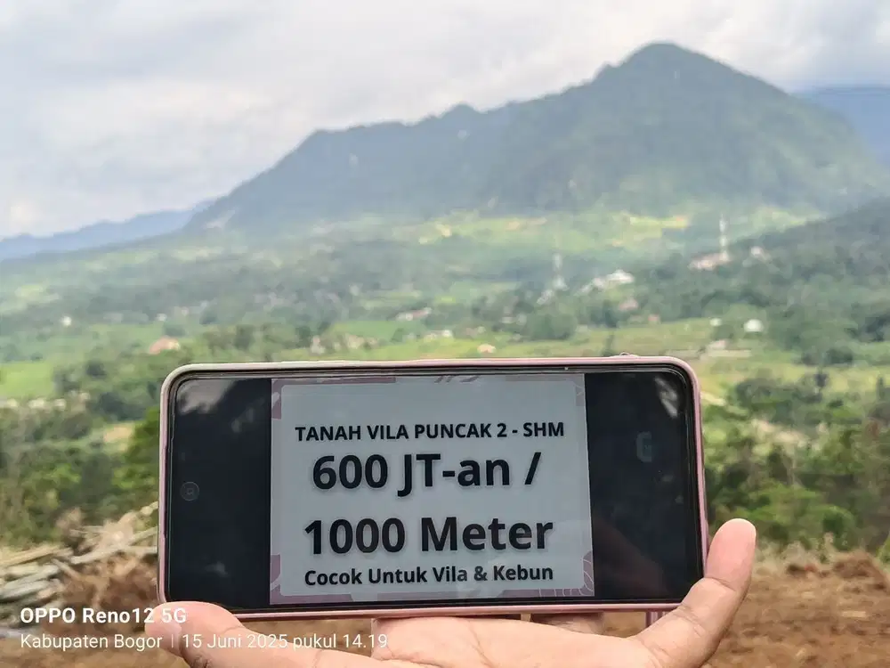 Kavling strategis dekat wisata Puncak Dua Luas 1000 Meter Surat SHM