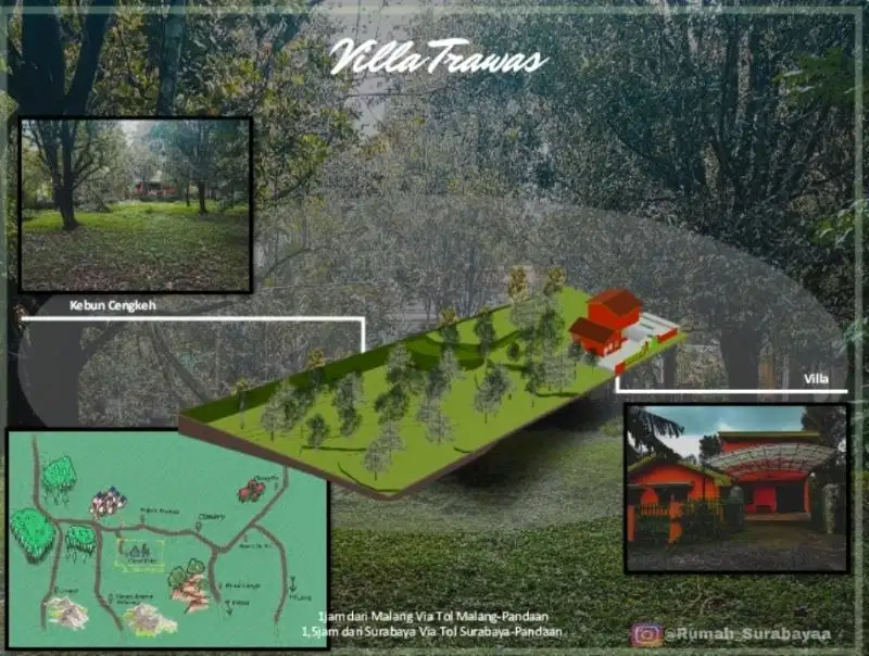 Rumah Villa dan Kebun Luas di Trawas Mojokerto