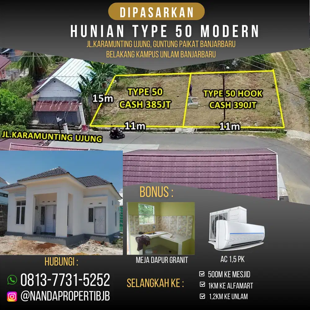 dipasarkan 2unit type 50 di jl.karamunting 1km ke unlam