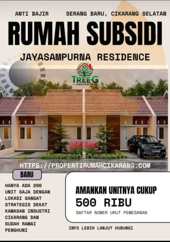 DIJUAL RUMAH SUBSIDI DI CIANTRA CIKARANG SELATAN CICILAN 1 JUTAAN