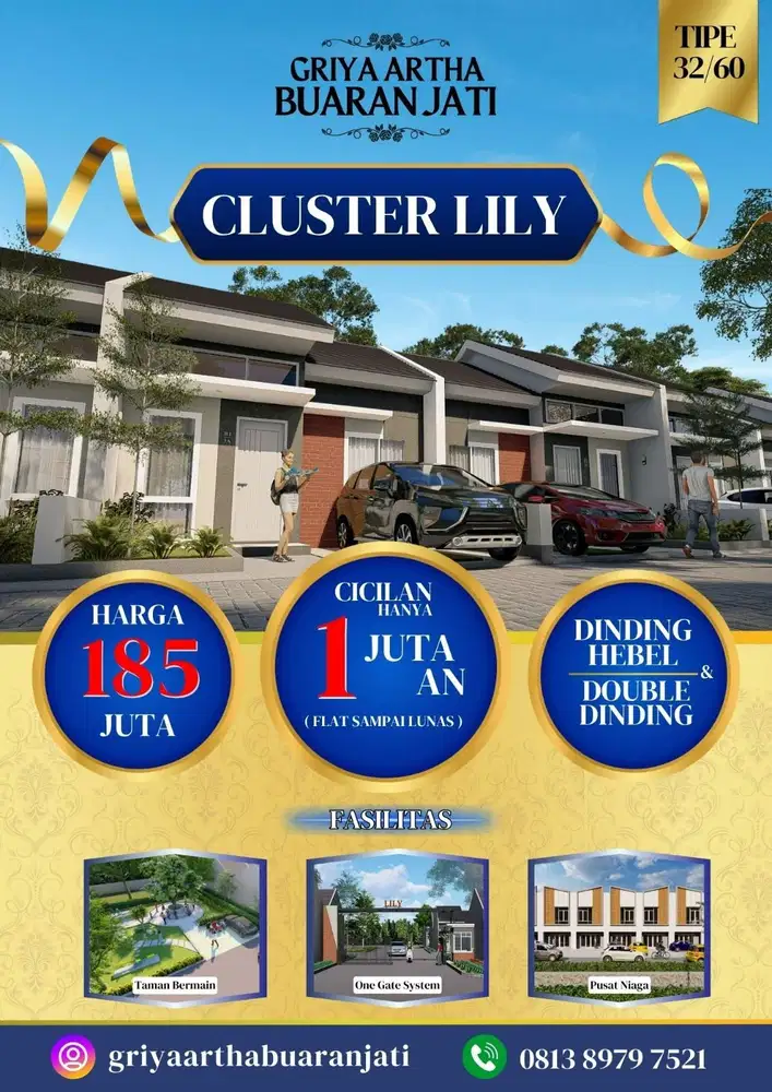 Rumah Subsidi Syetem Kluster Dobel Dinding Cluster Lily Buaran Jati