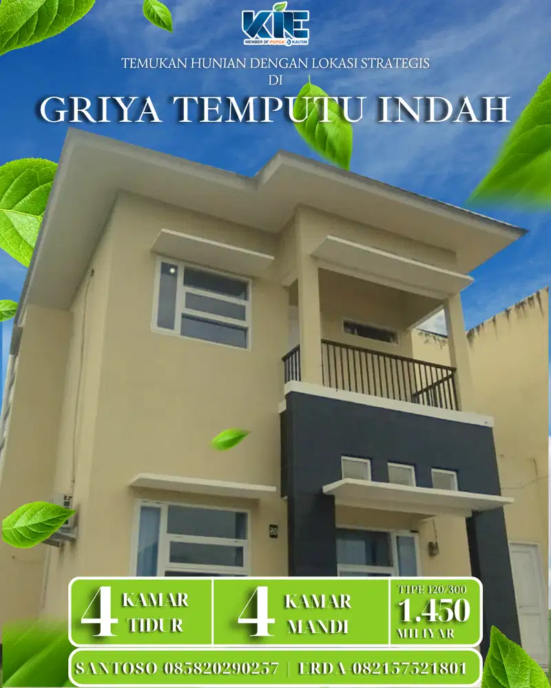 Rumah Dijual Tipe 120 Perumahan Griya Temputu Indah Bontang