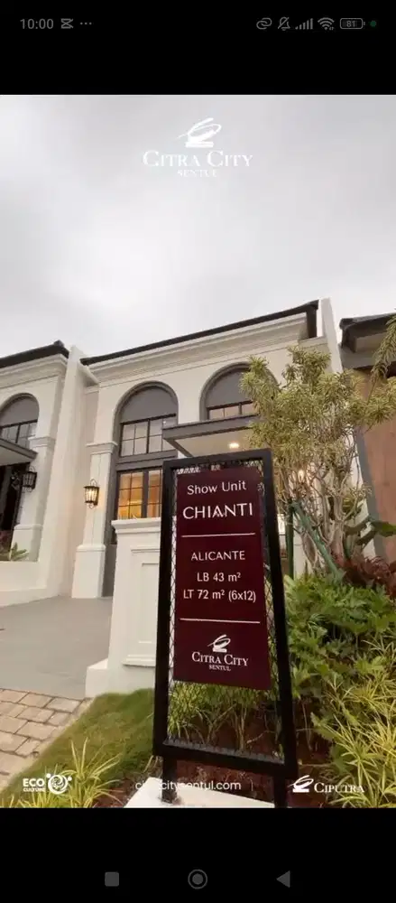 PERUMAHAN BARU CIPUTRA CITRA CITY SENTUL TYPE CHIANTI