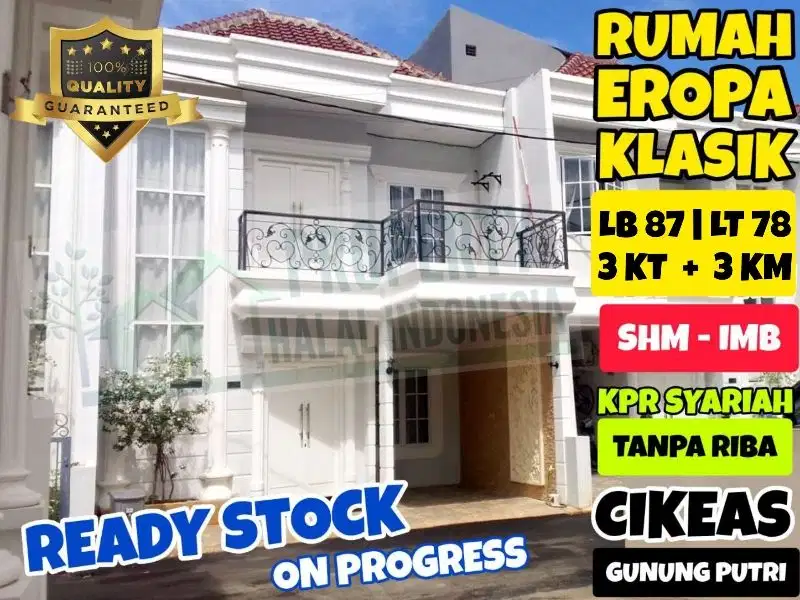 Jual Rumah Klasik Cantik Siap Huni Cikeas Bogor KPR BSI Tanpa Riba