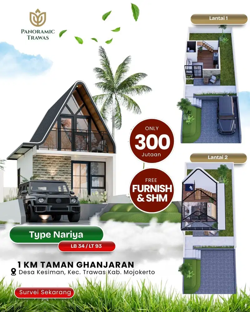 JUAL RUMAH VILLA MURAH SHM DI TRAWAS