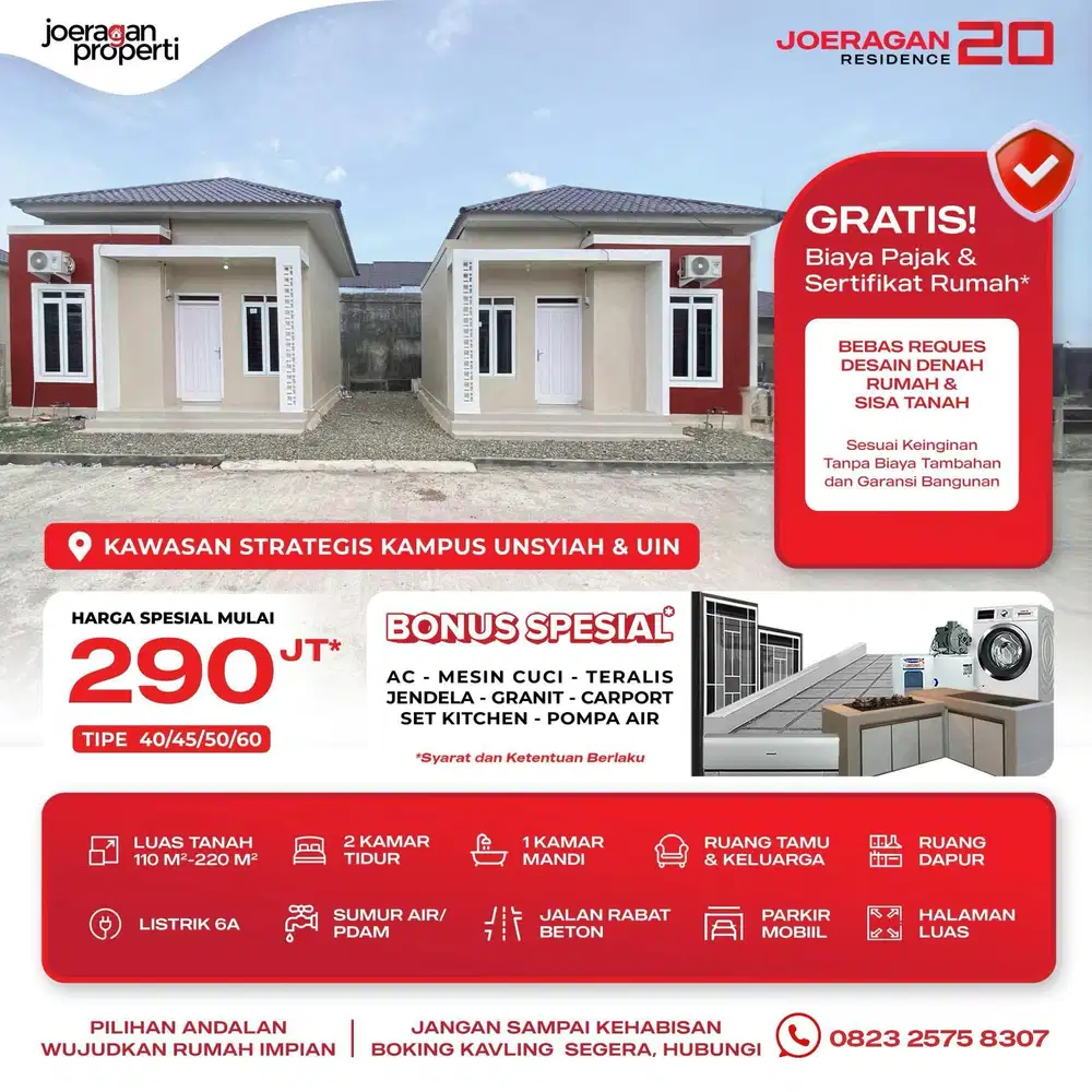 Jual Rumah Dekat Kampus UIN & Unsyiah Banda Aceh-Bebas Request Desain Denah & Tipe Rumah Sesuai Keinginan