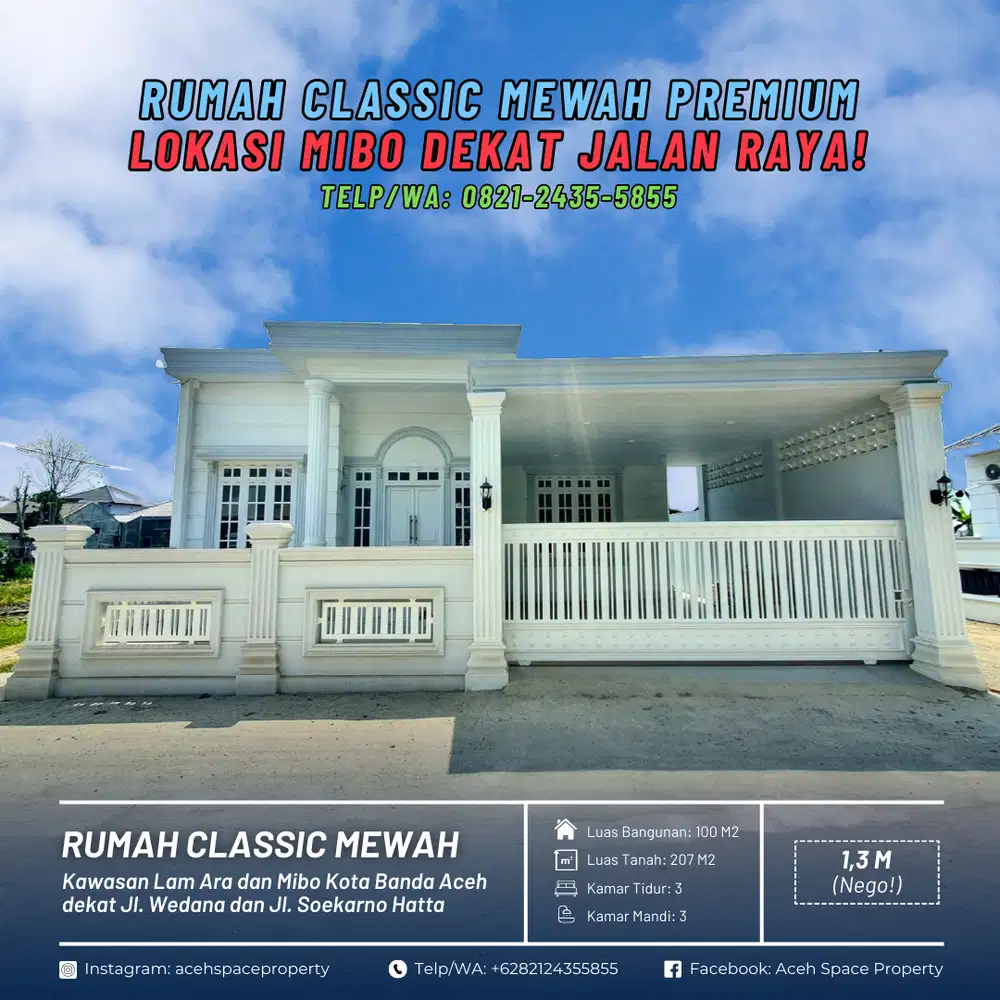 Dijual Rumah Classic Mewah di Mibo dekat Jalan Raya Jl. Soekarno Hatta