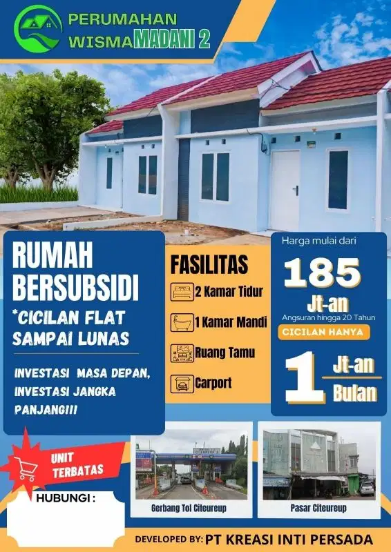 rumah subsidi  kebun wisata dekat tol Citeureup by Retno