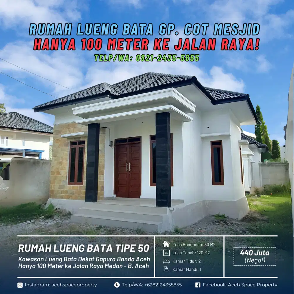 Dijual Rumah Murah di Lueng Bata - Dekat Pintu Gerbang Kota Banda Aceh