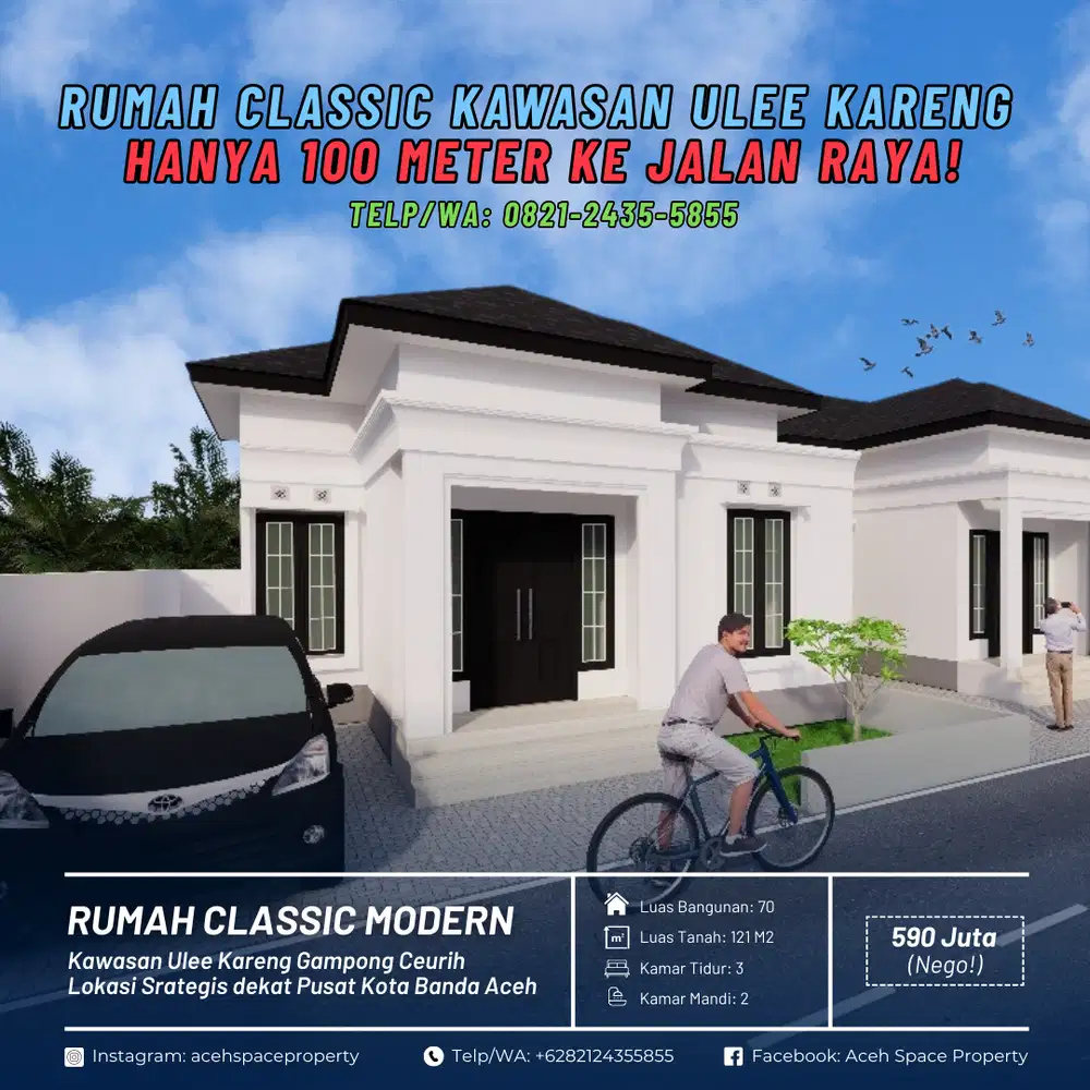 Dijual Rumah di Ceurih Ulee Kareng - Hanya 100 Meter ke Jl T. Iskandar