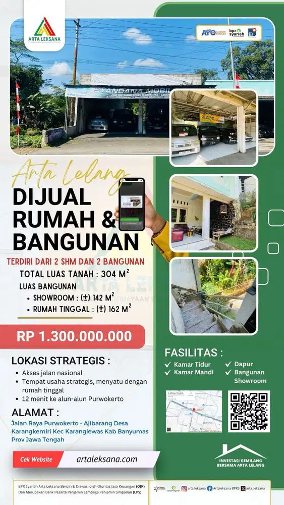 dijual rumah dan bangunan showroom