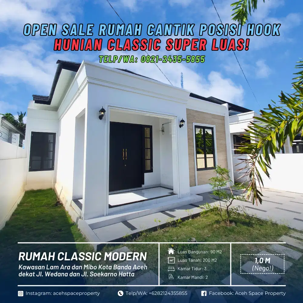 Dijual Rumah Cantik Super Luas di Lam Ara Mibo Kota Banda Aceh