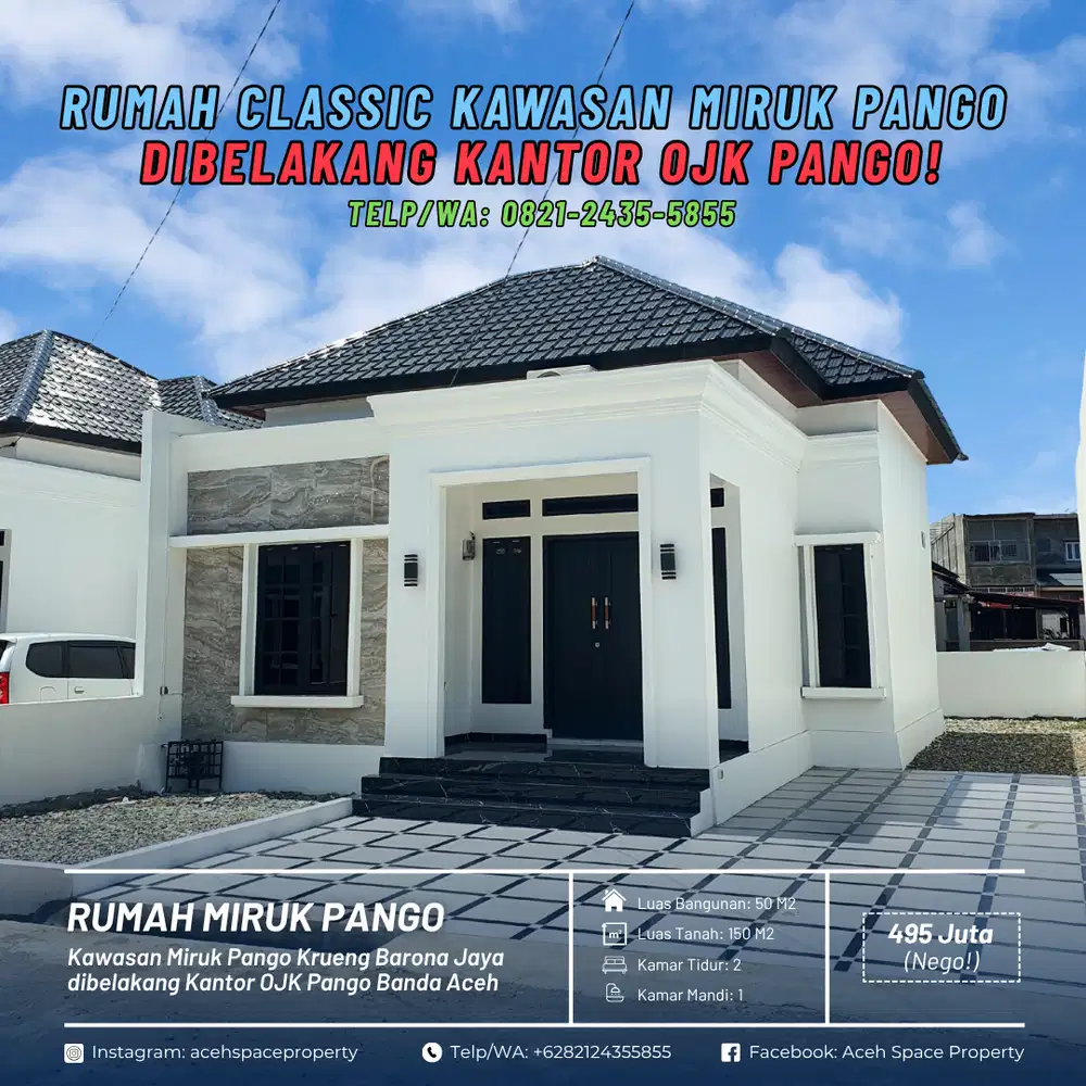 Dijual Rumah Classic di Miruk Pango - Dibelakang Kantor OJK Pango!
