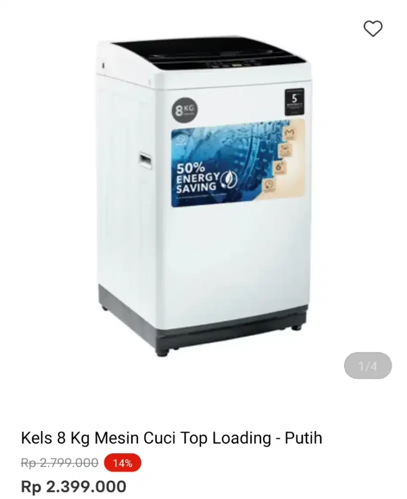 MESIN CUCI KELS TOP LOADING 8KG
