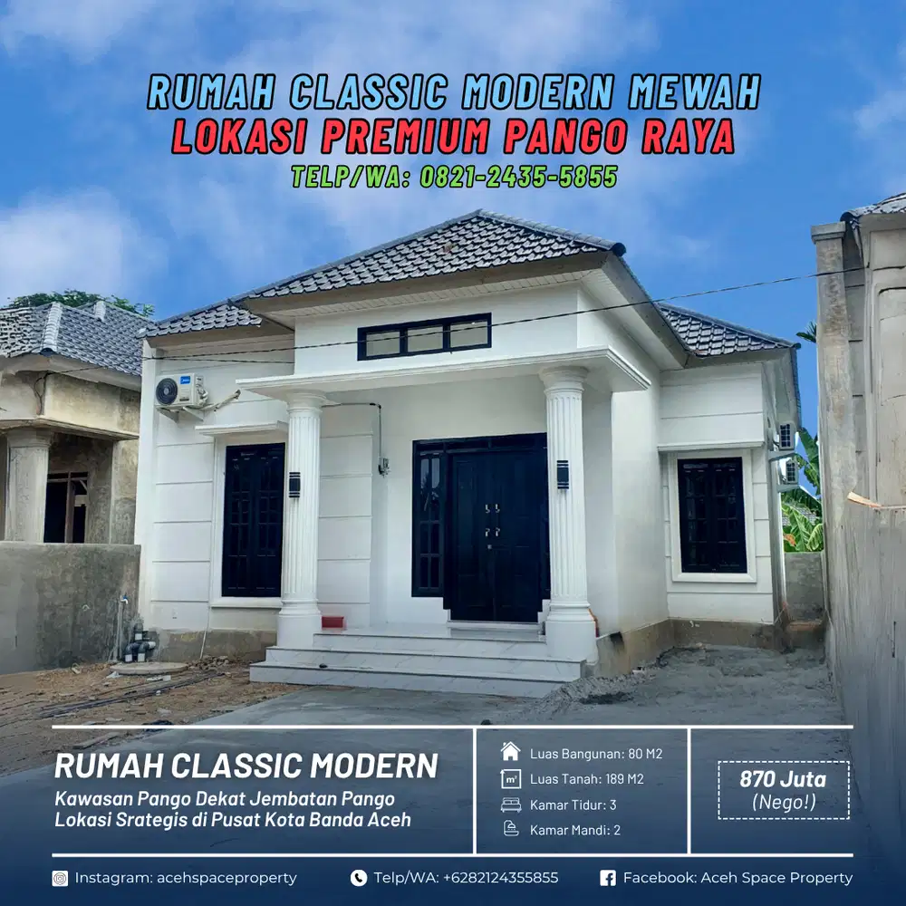 Dijual Rumah Classic di Pango Banda Aceh - Kawasan Premium Pusat Kota!
